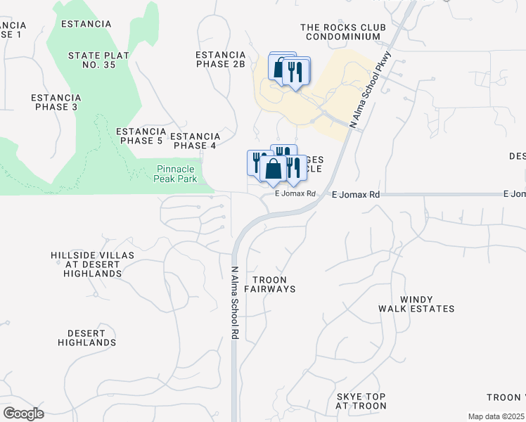 map of restaurants, bars, coffee shops, grocery stores, and more near in Scottsdale