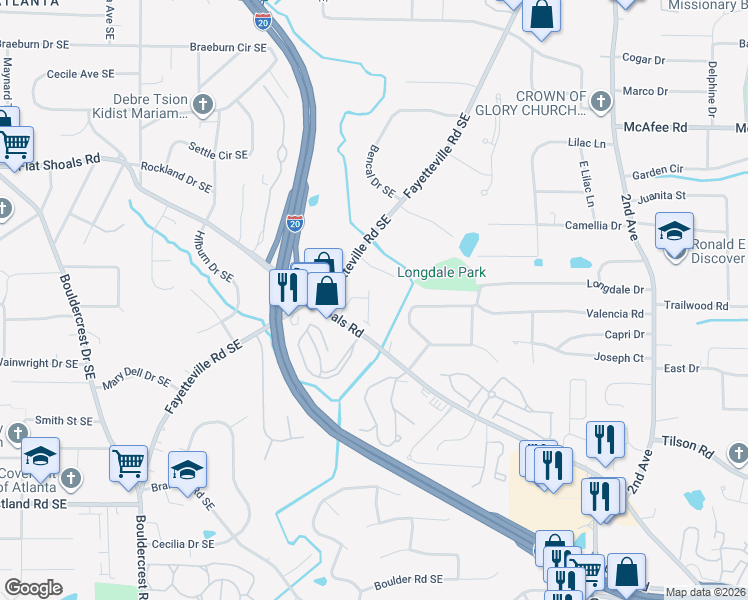 map of restaurants, bars, coffee shops, grocery stores, and more near 2106 Garden Place in Atlanta