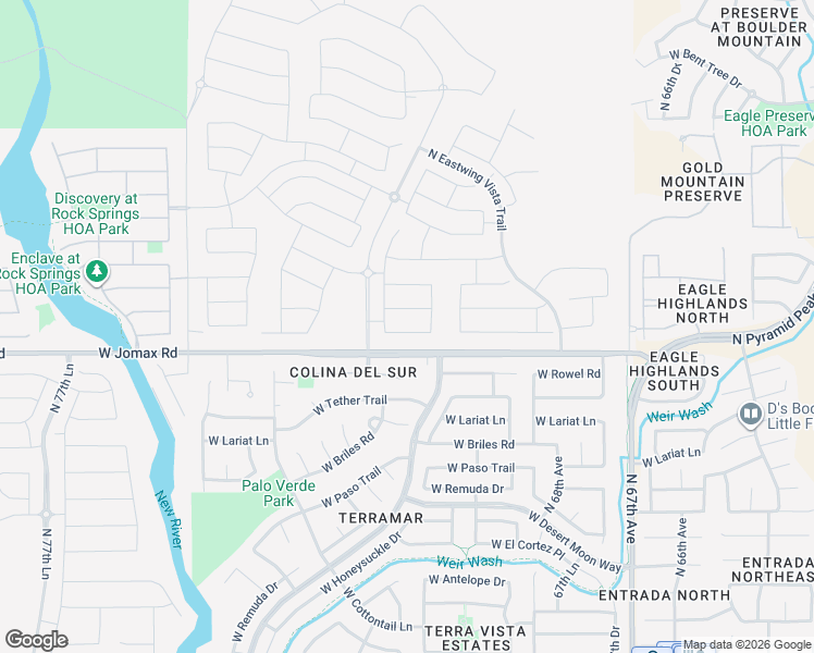map of restaurants, bars, coffee shops, grocery stores, and more near 7098 West Spur Drive in Peoria