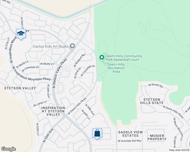 map of restaurants, bars, coffee shops, grocery stores, and more near 26621 North 51st Drive in Phoenix
