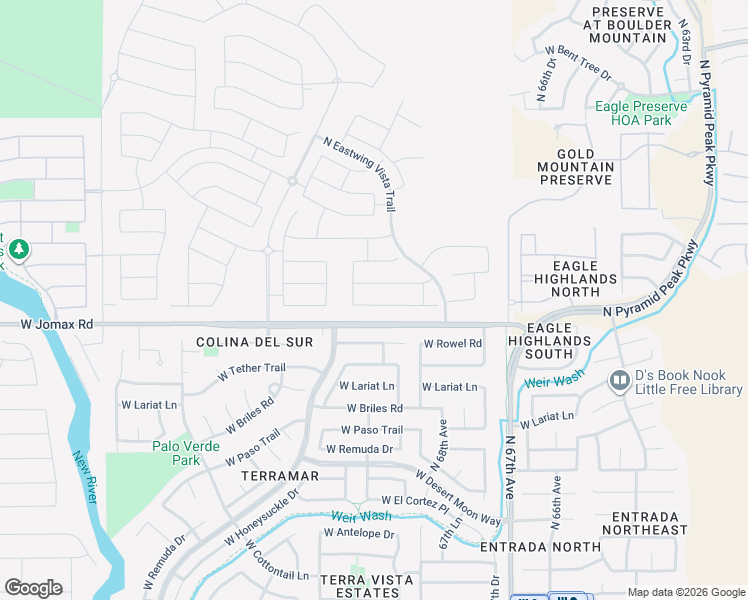 map of restaurants, bars, coffee shops, grocery stores, and more near 6958 West Spur Drive in Peoria