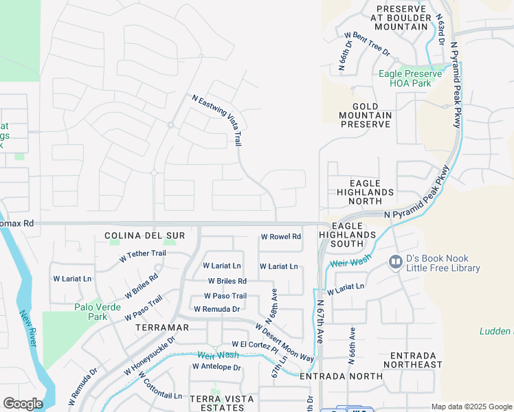 map of restaurants, bars, coffee shops, grocery stores, and more near 6870 West Spur Drive in Peoria