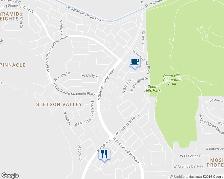 map of restaurants, bars, coffee shops, grocery stores, and more near 26662 North Babbling Brook Drive in Phoenix