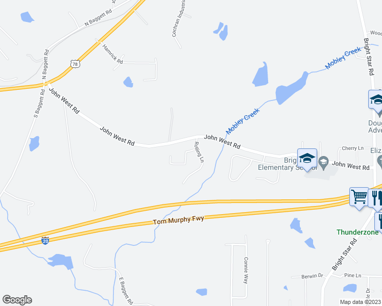 map of restaurants, bars, coffee shops, grocery stores, and more near 6953 Pine Shadow Way in Winston