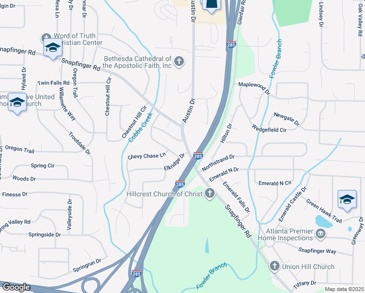 map of restaurants, bars, coffee shops, grocery stores, and more near 1773 Snapfinger Road in Decatur