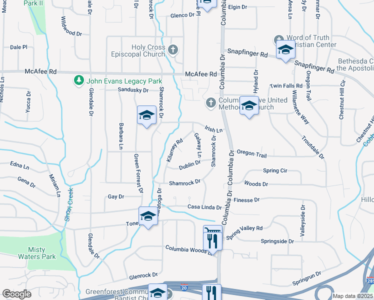 map of restaurants, bars, coffee shops, grocery stores, and more near 3298 Kilarney Court in Decatur