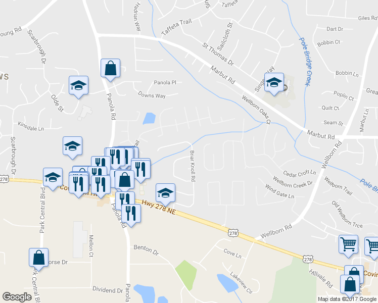 map of restaurants, bars, coffee shops, grocery stores, and more near 5640 Glen Ridge Bend in Lithonia