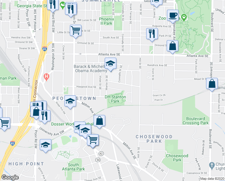 map of restaurants, bars, coffee shops, grocery stores, and more near 169 Haygood Avenue Southeast in Atlanta