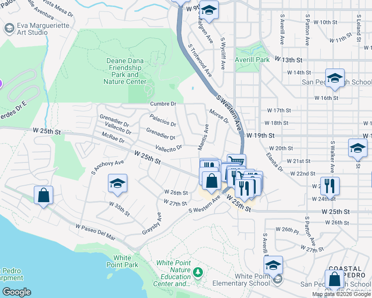 map of restaurants, bars, coffee shops, grocery stores, and more near 1721 Vallecito Drive in Los Angeles