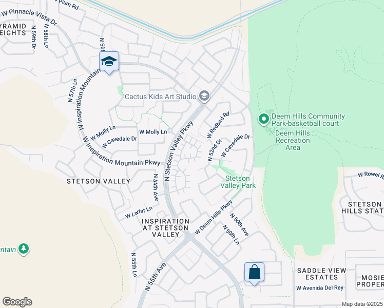 map of restaurants, bars, coffee shops, grocery stores, and more near 26678 North Babbling Brook Drive in Phoenix