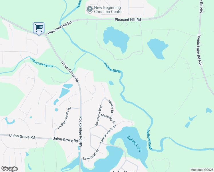 map of restaurants, bars, coffee shops, grocery stores, and more near 3081 Riviera Drive in Conyers