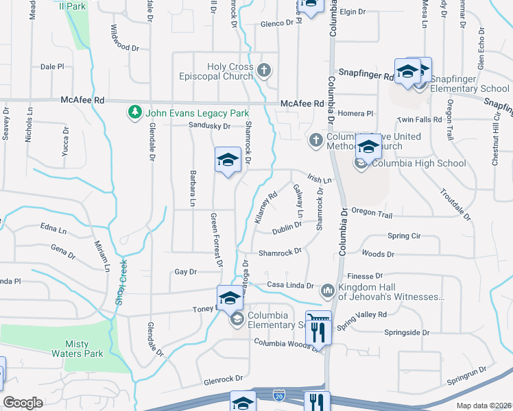 map of restaurants, bars, coffee shops, grocery stores, and more near 2173 Kilarney Road in Decatur