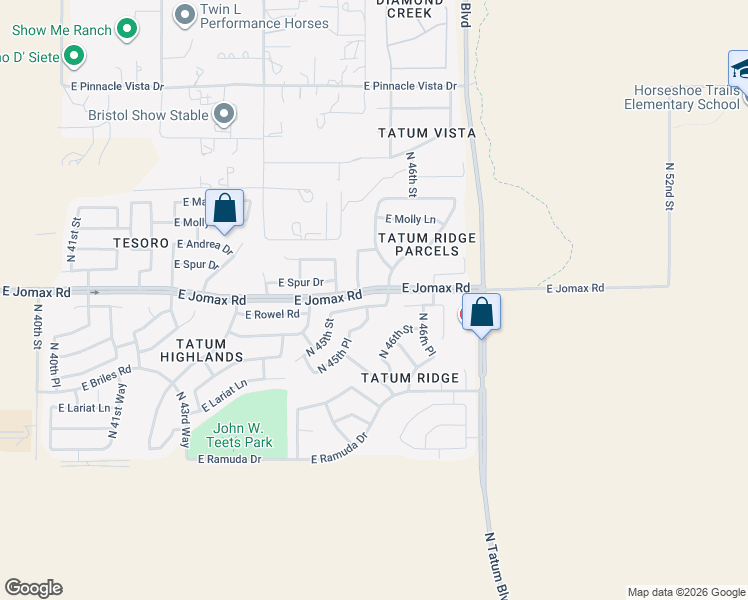 map of restaurants, bars, coffee shops, grocery stores, and more near 4536 East Rowel Road in Phoenix