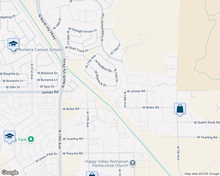 map of restaurants, bars, coffee shops, grocery stores, and more near 26609 North 16th Lane in Phoenix