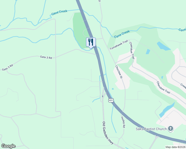 map of restaurants, bars, coffee shops, grocery stores, and more near 112 Beverly Road in Anniston