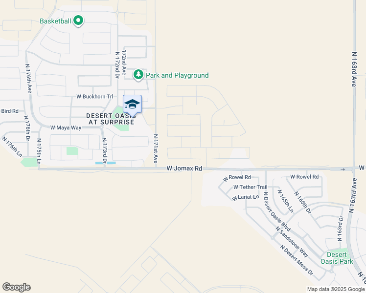 map of restaurants, bars, coffee shops, grocery stores, and more near 17534 West Jomax Road in Surprise