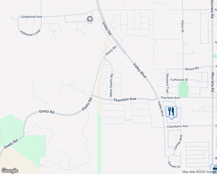 map of restaurants, bars, coffee shops, grocery stores, and more near 27154 Felsic Drive in Menifee