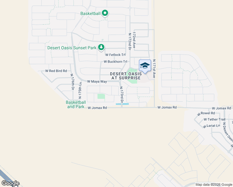 map of restaurants, bars, coffee shops, grocery stores, and more near 26844 North 173rd Lane in Surprise
