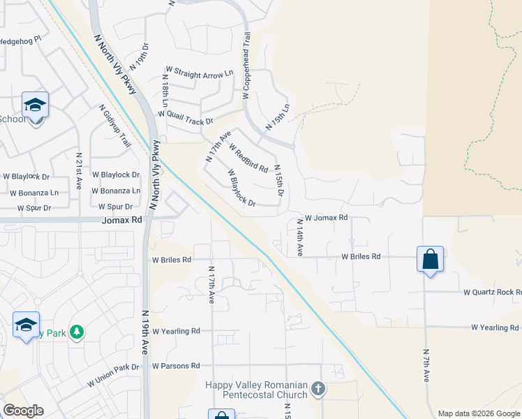 map of restaurants, bars, coffee shops, grocery stores, and more near 1537 West Blaylock Drive in Phoenix