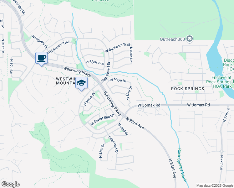 map of restaurants, bars, coffee shops, grocery stores, and more near 8370 West Spur Drive in Peoria