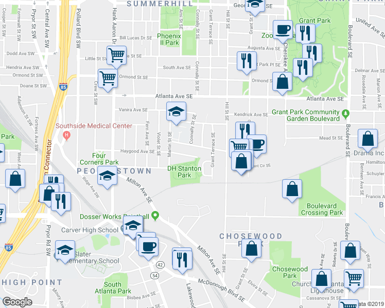 map of restaurants, bars, coffee shops, grocery stores, and more near 202 Haygood Avenue Southeast in Atlanta