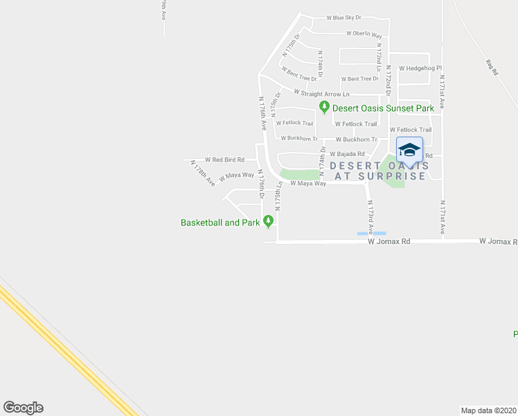 map of restaurants, bars, coffee shops, grocery stores, and more near 17623 West Cavedale Drive in Surprise