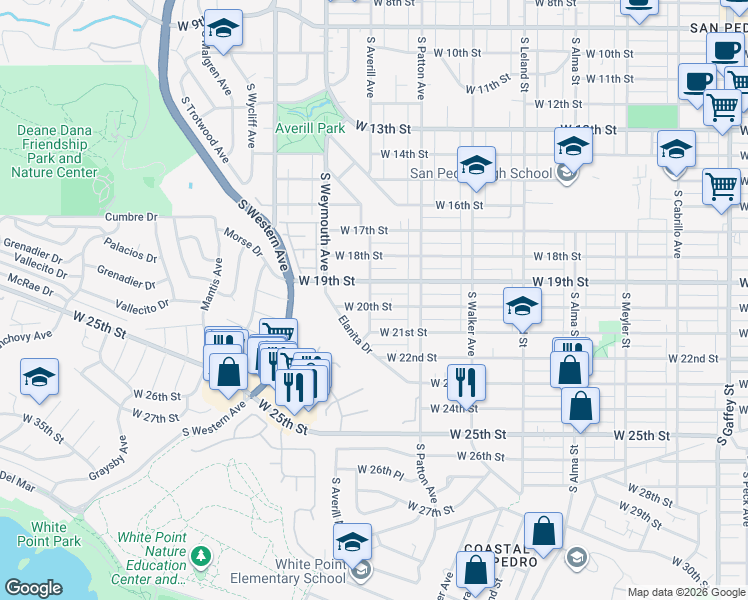 map of restaurants, bars, coffee shops, grocery stores, and more near 1924 South Averill Avenue in Los Angeles