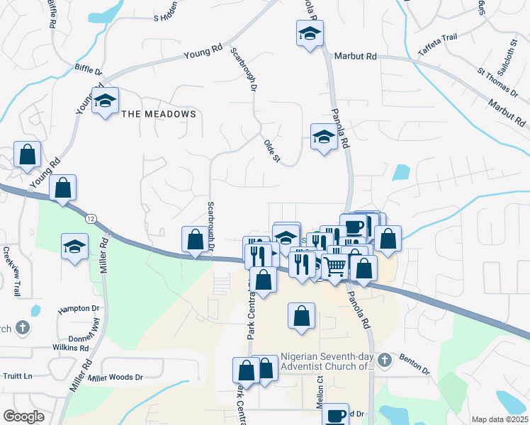 map of restaurants, bars, coffee shops, grocery stores, and more near 2142 Arnage Drive in Lithonia