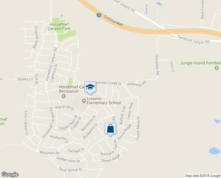 map of restaurants, bars, coffee shops, grocery stores, and more near 27077 Calendula Street in Corona