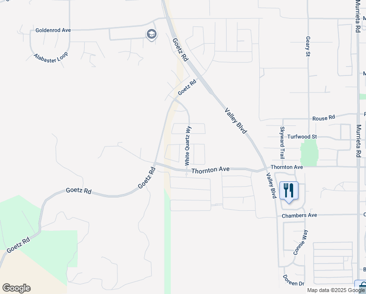 map of restaurants, bars, coffee shops, grocery stores, and more near 27154 Felsic Drive in Menifee