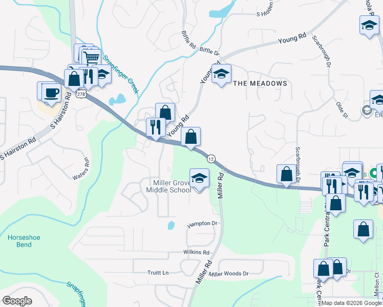 map of restaurants, bars, coffee shops, grocery stores, and more near 5697 Covington Highway in Decatur