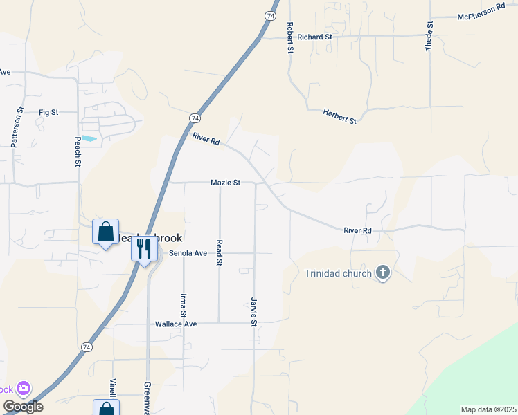 map of restaurants, bars, coffee shops, grocery stores, and more near 27068 Jarvis Street in Perris
