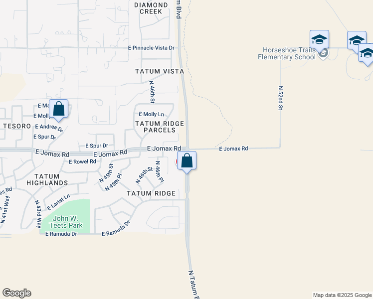 map of restaurants, bars, coffee shops, grocery stores, and more near N Tatum Blvd & E Jomax Rd in Phoenix