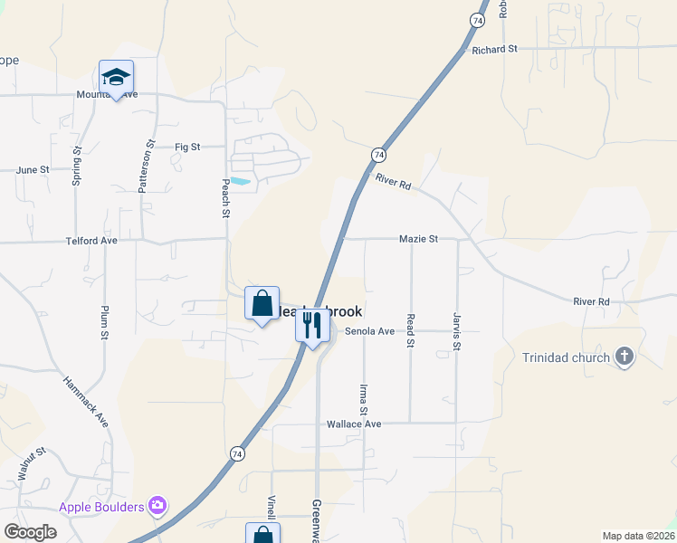 map of restaurants, bars, coffee shops, grocery stores, and more near 27120 California 74 in Perris
