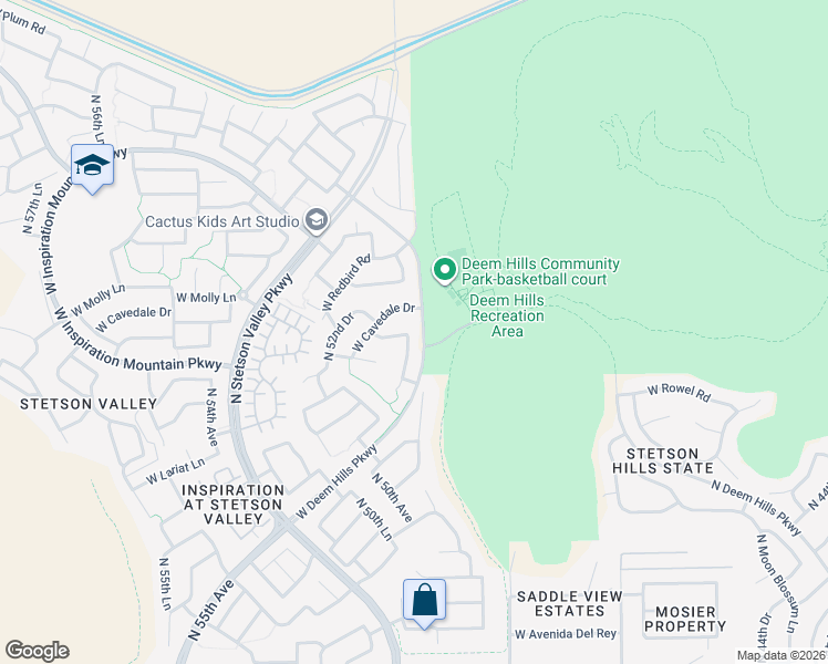 map of restaurants, bars, coffee shops, grocery stores, and more near 26711 North 51st Drive in Phoenix
