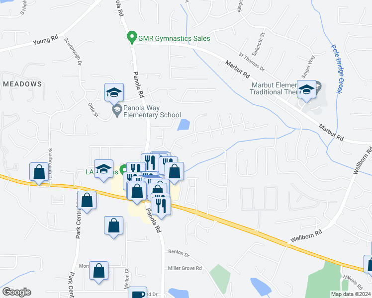 map of restaurants, bars, coffee shops, grocery stores, and more near 5518 Green Wing Court in Lithonia