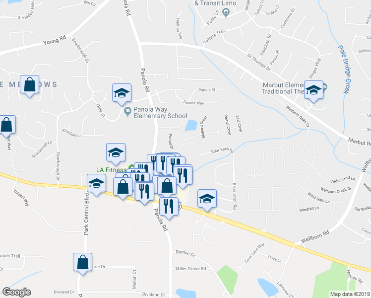 map of restaurants, bars, coffee shops, grocery stores, and more near 5510 Green Wing Court in Lithonia