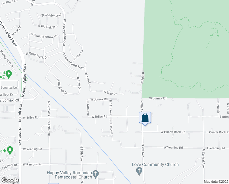 map of restaurants, bars, coffee shops, grocery stores, and more near 1026 West Spur Drive in Phoenix