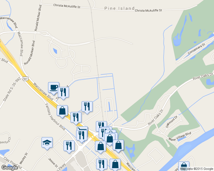 map of restaurants, bars, coffee shops, grocery stores, and more near 1090 Tidewater Rd in Myrtle Beach