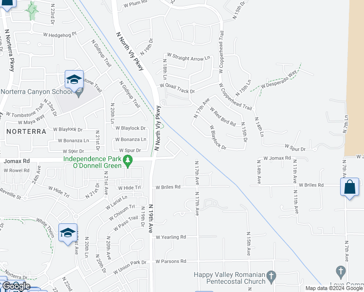 map of restaurants, bars, coffee shops, grocery stores, and more near 1810 West Bonanza Drive in Phoenix