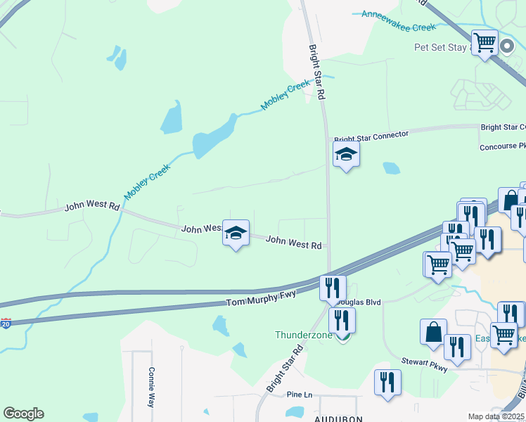 map of restaurants, bars, coffee shops, grocery stores, and more near 2903 Vogue Drive in Douglasville