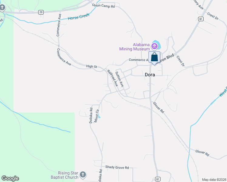 map of restaurants, bars, coffee shops, grocery stores, and more near 63 High Street in Dora