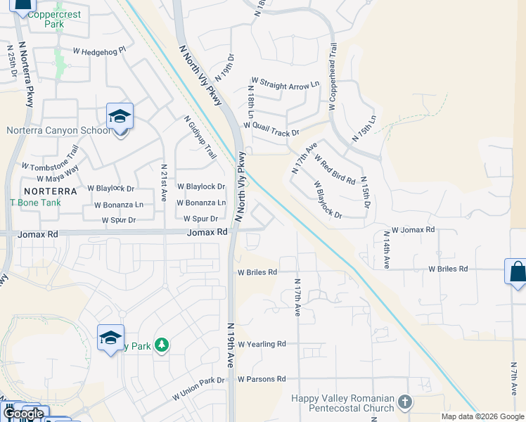 map of restaurants, bars, coffee shops, grocery stores, and more near 1827 West Bonanza Drive in Phoenix