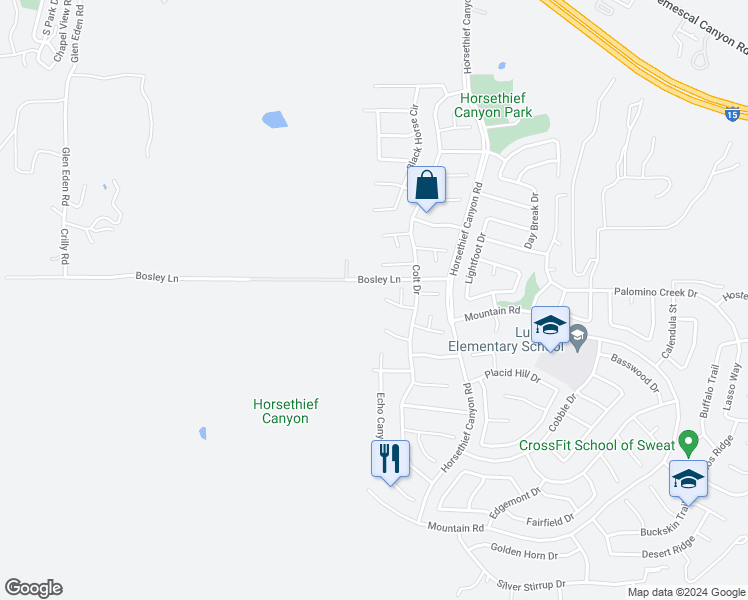 map of restaurants, bars, coffee shops, grocery stores, and more near 13021 Fescue Court in Corona
