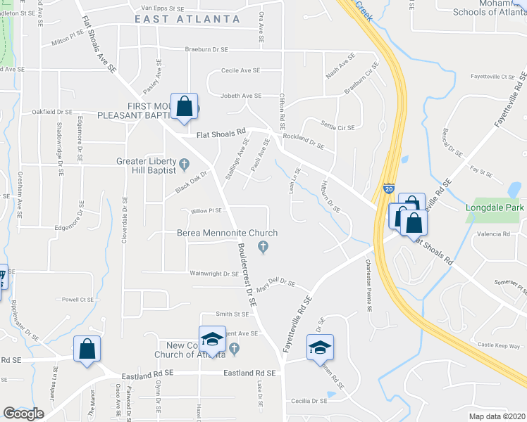 map of restaurants, bars, coffee shops, grocery stores, and more near 1727 Piper Circle Southeast in Atlanta