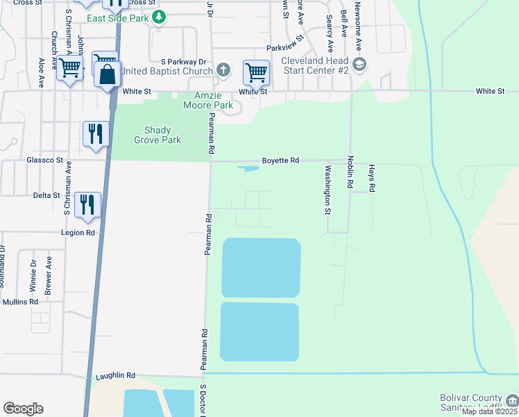 map of restaurants, bars, coffee shops, grocery stores, and more near Floyd Womack Jr Drive in Cleveland