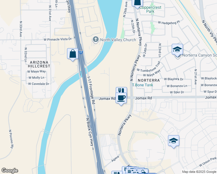 map of restaurants, bars, coffee shops, grocery stores, and more near 26810 North 27th Avenue in Phoenix