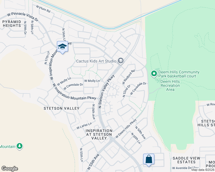 map of restaurants, bars, coffee shops, grocery stores, and more near 5388 West Molly Lane in Phoenix