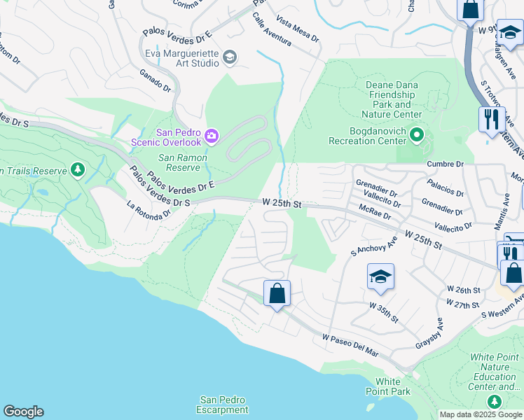 map of restaurants, bars, coffee shops, grocery stores, and more near 2275 Catalina Vista in Los Angeles