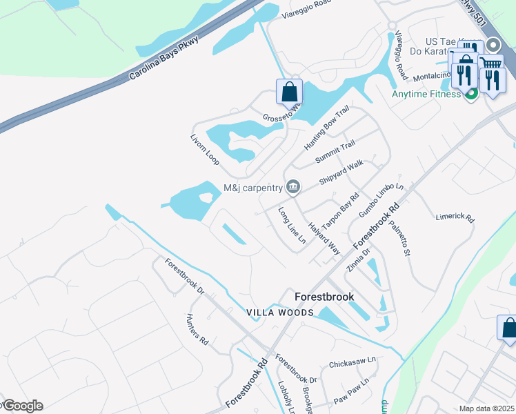 map of restaurants, bars, coffee shops, grocery stores, and more near 4230 Shipyard Walk in Myrtle Beach